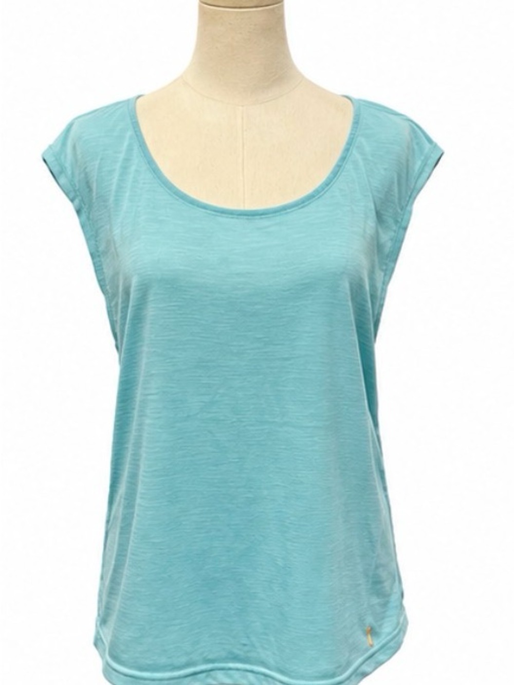 Lucy Women’s Large Aqua Blue Cap Sleeve Athletic Workout Top Relaxed Fit
